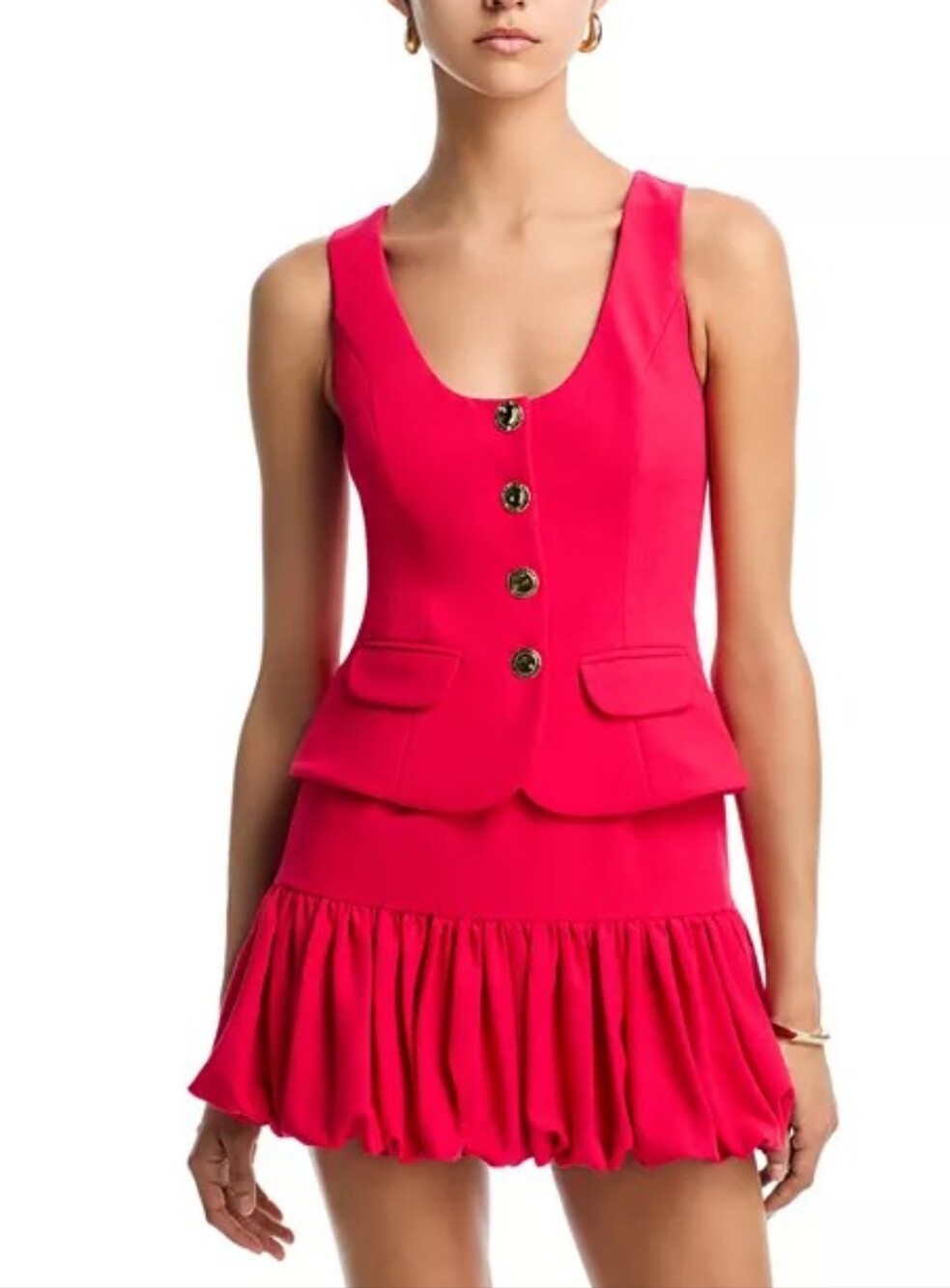 Black Halo Enid Bubble Hem Dress Color Cerise